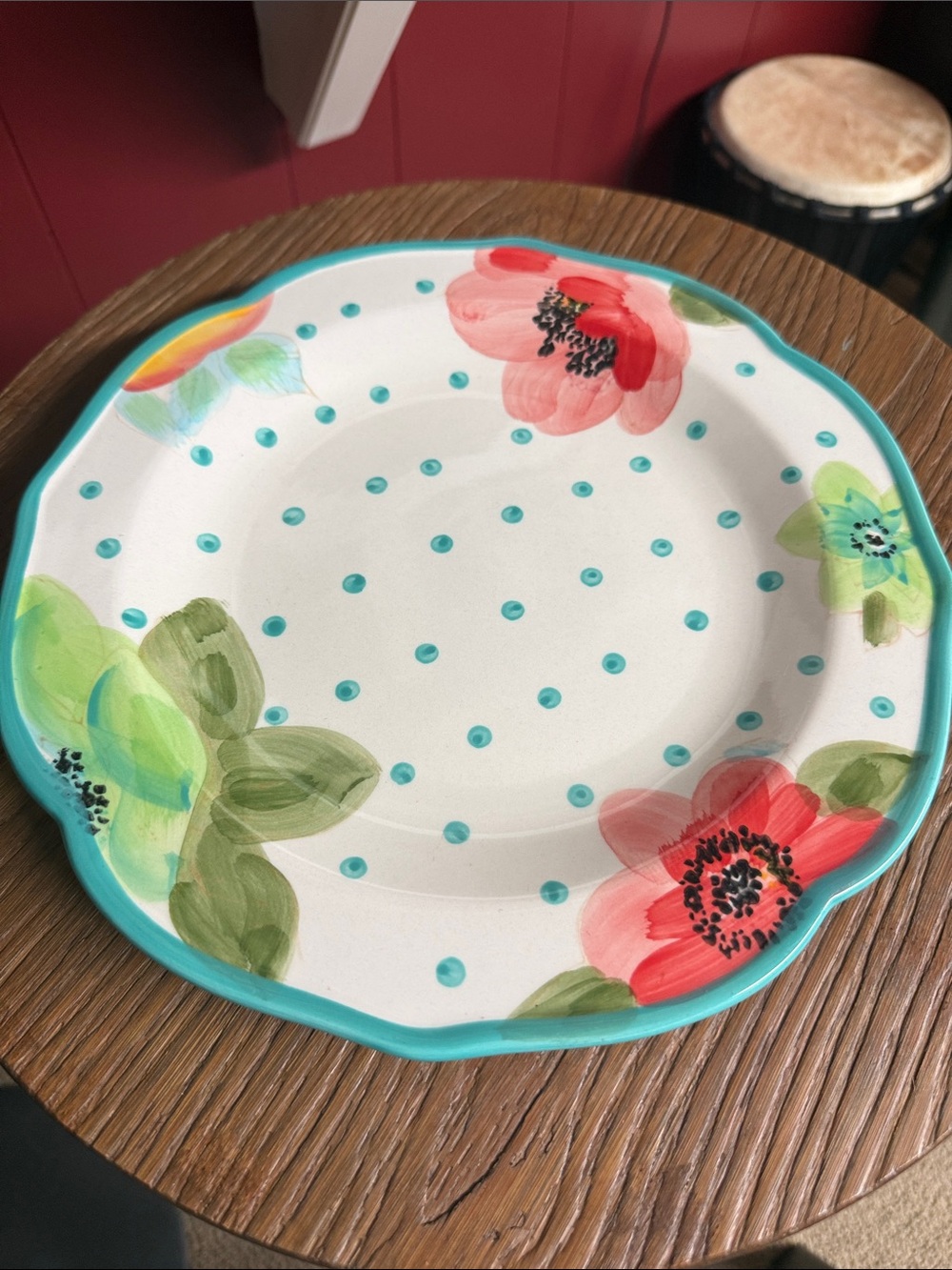 The Pioneer Woman Vintage Bloom Turquoise Rim Floral Dinner Plate